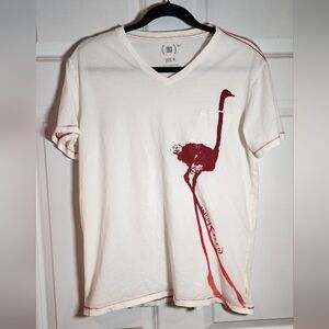Gap "Red" White and Red Ostrich Graphic Tee M (Has Small Hole)